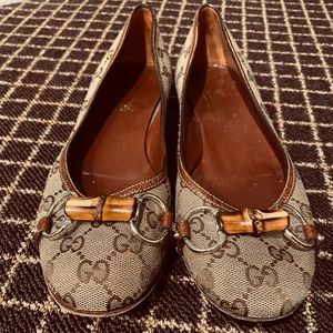 Gucci monogram horsebit flats